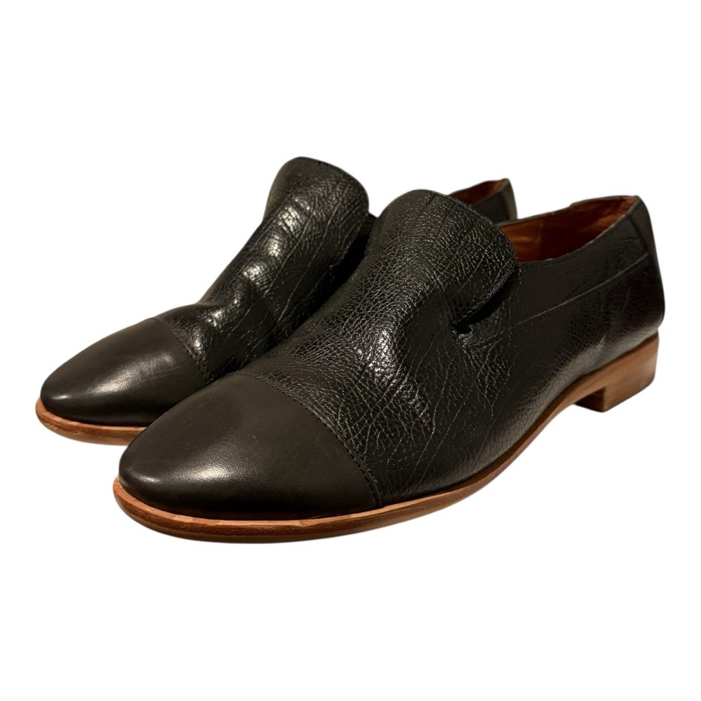 Jeffrey Campbell Bryant Block Heel Black Leather Loafers Women’s Sz 7